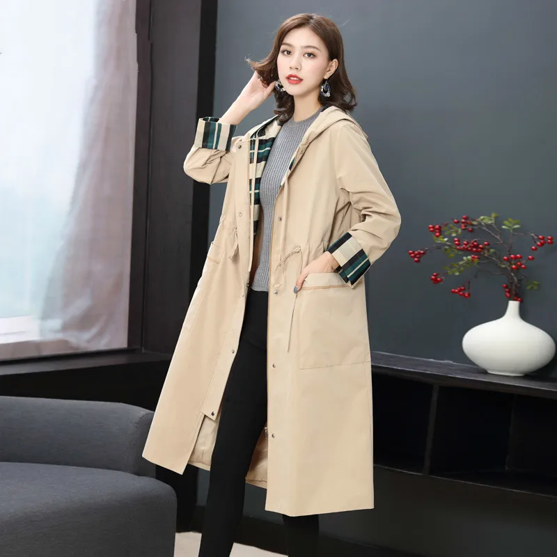 

[LANMREM] 2020 Spring New Products Fashion Hooded Loose Long Windbreaker Jacket Women's Clothing PA623