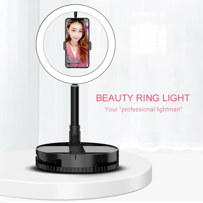 

50-168cm Foldable LED Selfie Ring Light Studio Photography Photo Fill Ring Light Phone Holder For Smartphone Makeup 3500-4000K