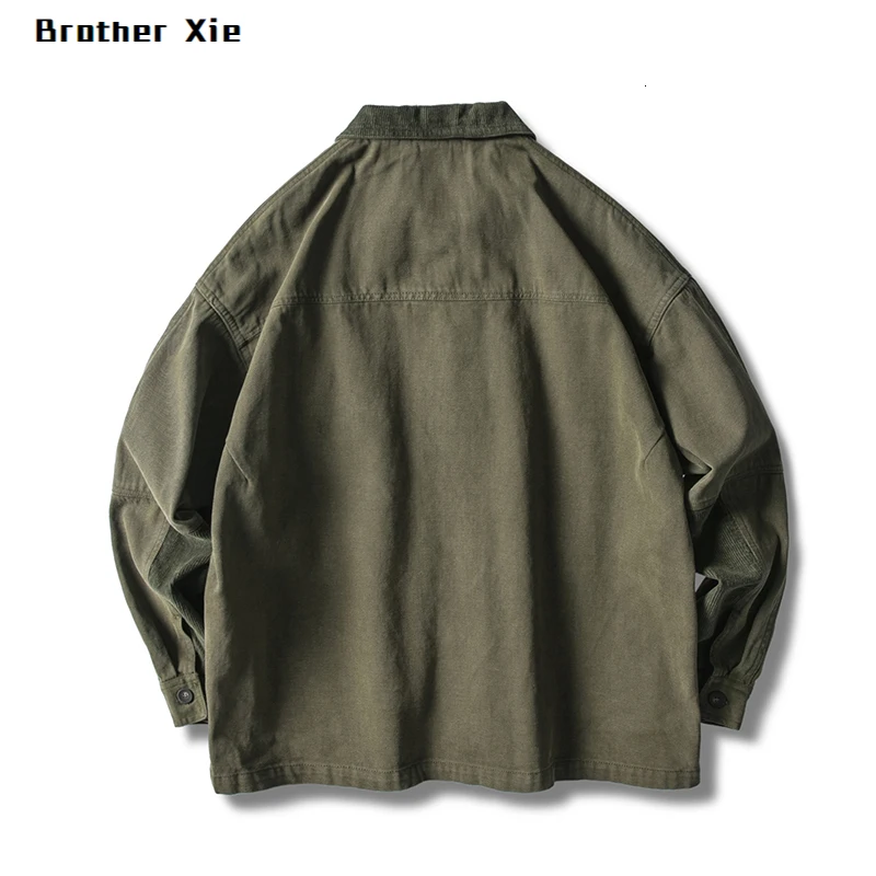 

Autumn Corduroy Jacket Men Fashion Retro Solid Color Casual Multi-pocket Tooling Jacket Man Wild Loose Hip Hop Bomber Jacket