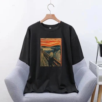 

Edward Munch Shout Men Tshirt Print T Shirt Korean Style Aesthetic T Shirt Streetwear Modis Women Oversized Clothes