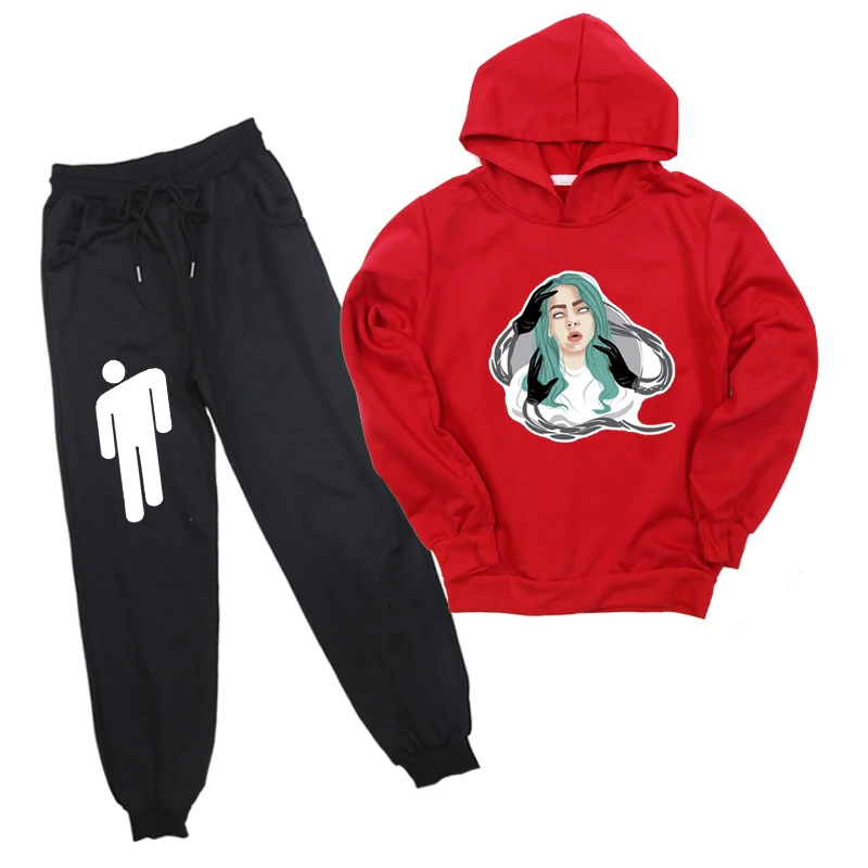 2 шт./компл. Billie Eilish спортивный костюм мужские повседневные толстовки брюки Ropa Hombre спортивные рубашки костюмы уличная одежда для подростка спортивная одежда