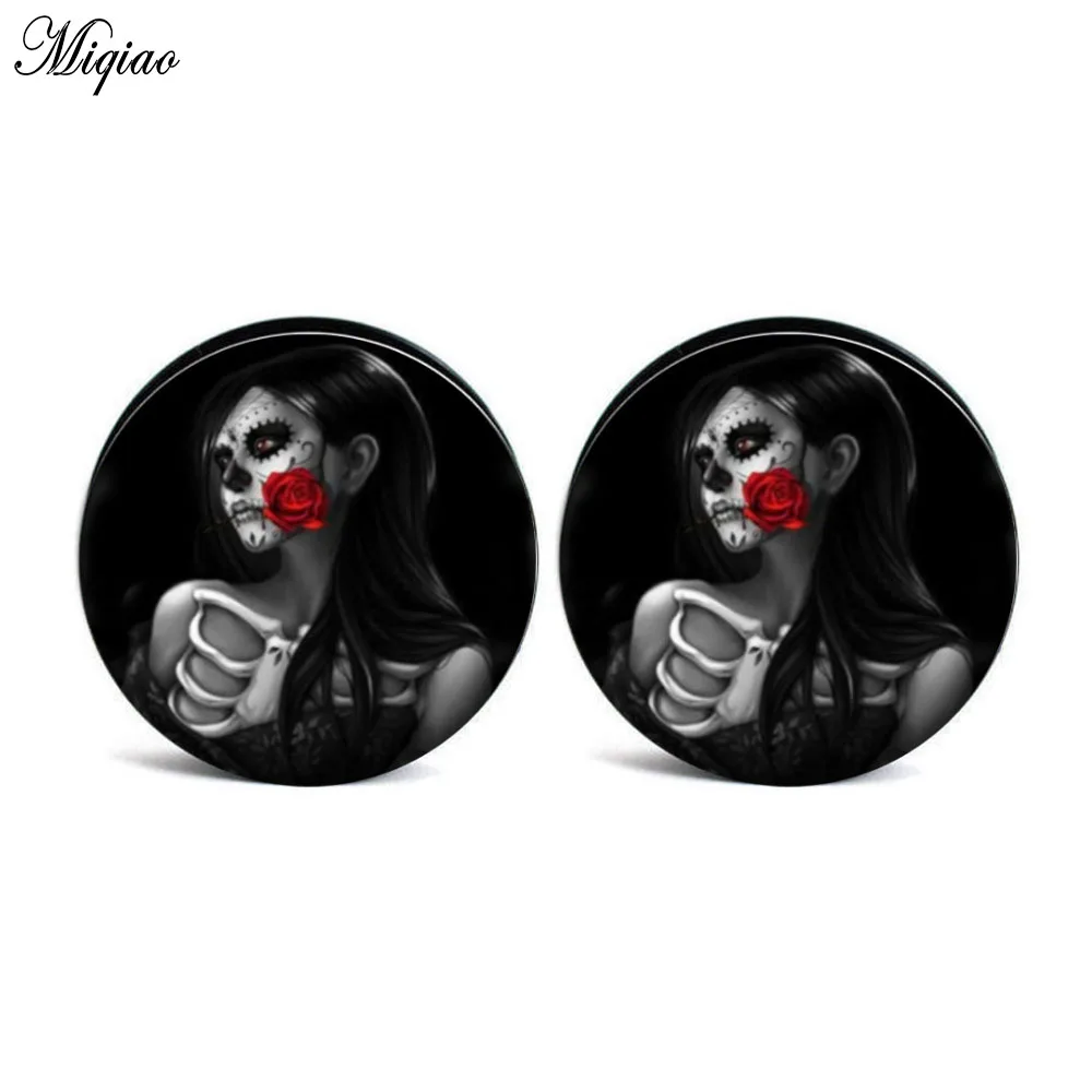 

Miqiao 2pcs Trendy New Style Acrylic Ghost Head Ears 4mm-25mm Exquisite Piercing Jewelry