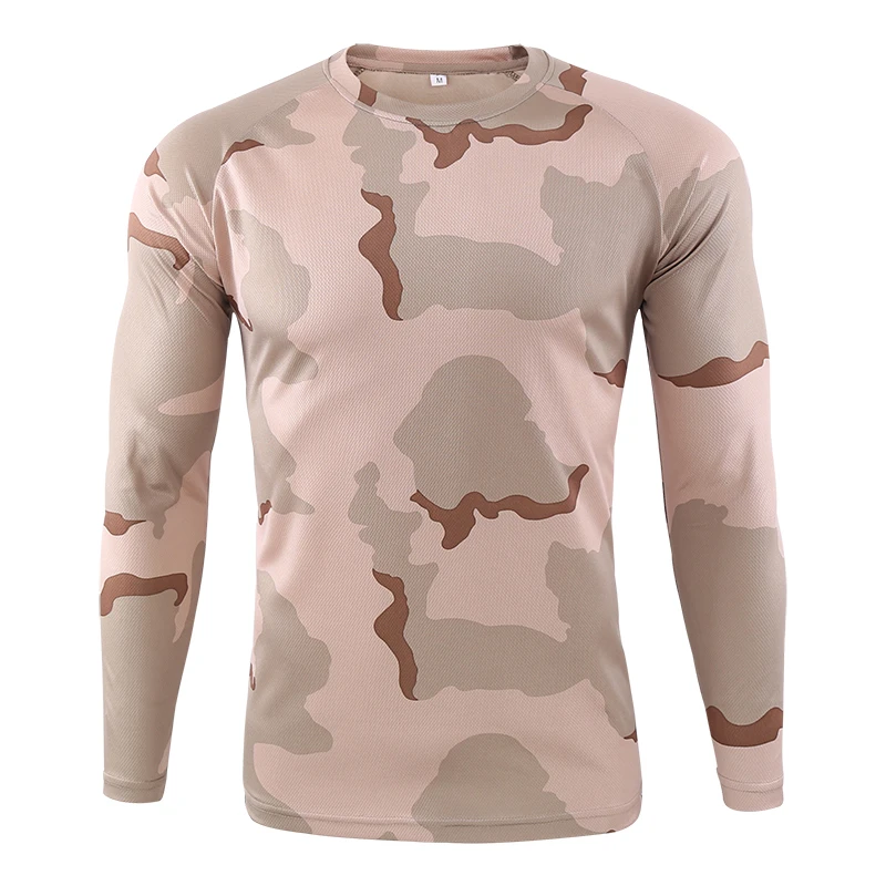 Realtree/камуфляжная охотничья рубашка с длинным рукавом, Охотничья футболка, осенняя одежда для охоты - Цвет: Tricolor desert