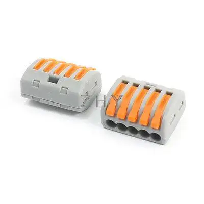 

2Pcs 5 Hole Terminal Block W/Lever Lock Clamp AC250V 32A PCT-215
