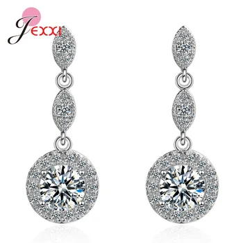 

Hot Sale Real 925 Sterling Silver Luxury AAA Sparkling Round Zircons Full Paved Drop Earrings Fore Women Wholesale Jewelry