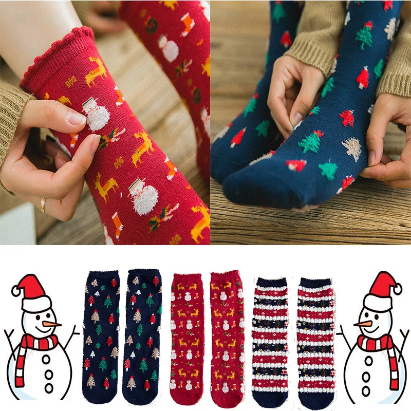 

1Pair Fashion Unisex Christmas Socks Women Sock Winter Warm Socks Cute Snowflake Deer Comfortable Sock Christmas Gift