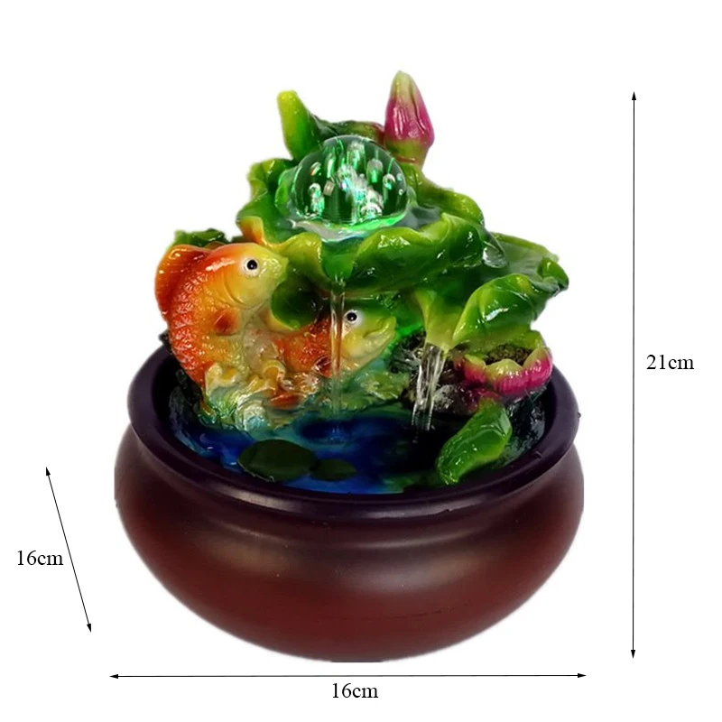 Смола Фэн колесо шуй воды украшения для фонтана офисный стол рыба приносящая удачу водные ремесла крытый гостиной украшения дома - Цвет: 16x16x21cm