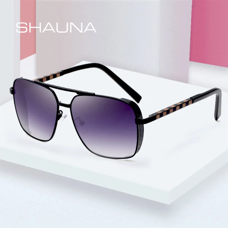 

SHAUNA Spring Hinge Vintage Square Sunglasses Brand Designer Punk Gradient Shades Men UV400