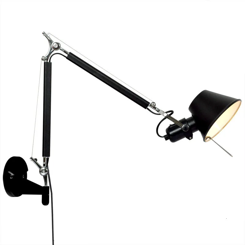 American Industrial Black Silver Rotatable Long Arm Wall Light Fixtures Luminaire Applique steam punk bedroom light | Лампы и