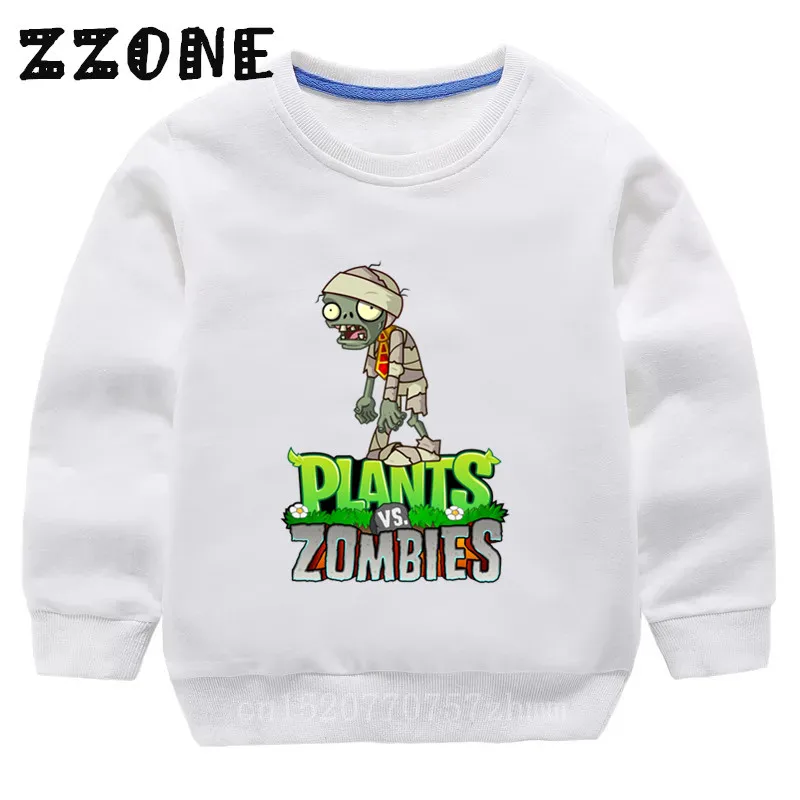 2404H-White Children's Hoodies Kids Plants Vs Zombies Funny Cartoon Sweatshirts Baby Cotton Pullover Tops Girls Boys Autumn Clothes,KYT2404 - Цвет: 2404H-White