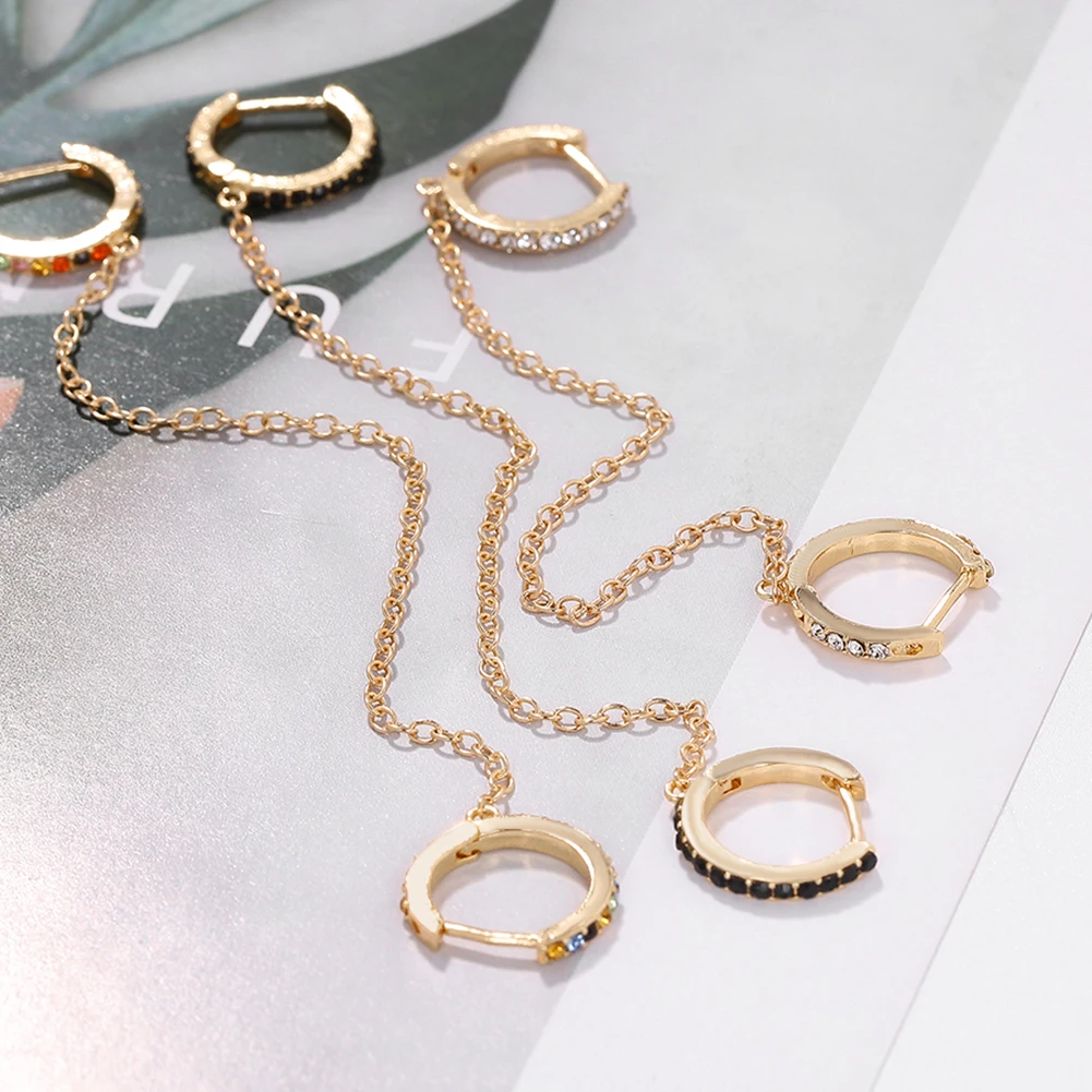 Новинка женские Модные Винтажные серьги-кольца из золотого стекла с кристаллами
