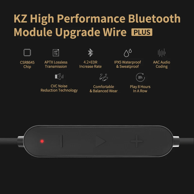 KZ ZSN ZS10 Pro AS16 Waterproof Aptx Bluetooth Module 4 2 Wireless Upgrade Cable Cord for Original Headphones Earphones