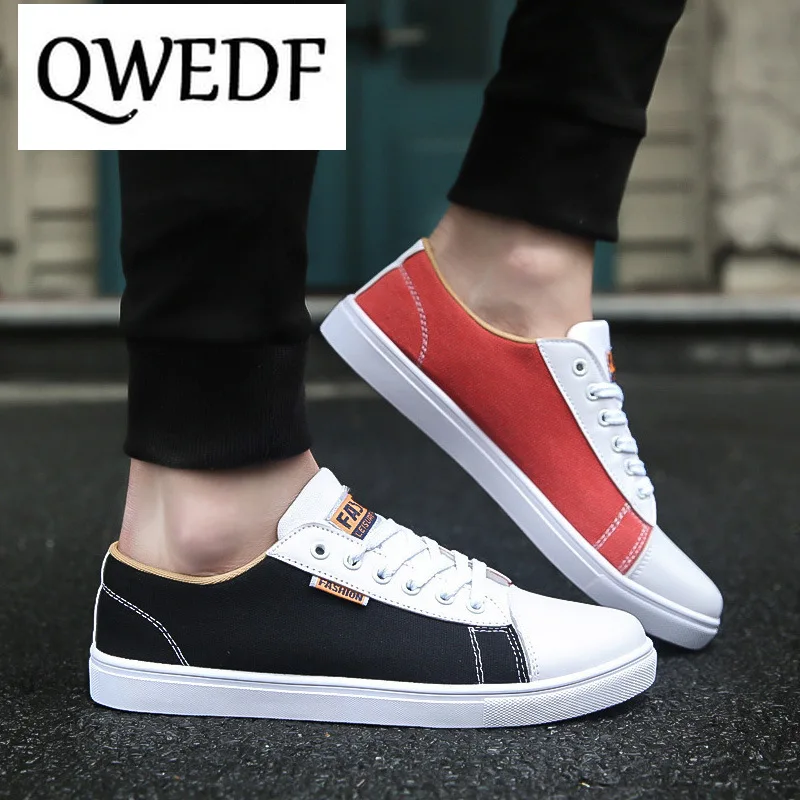

QWEDF Canvas tied Korean version of the color around the different colorsmen's shoes casual Comfortable and breathable AH-01
