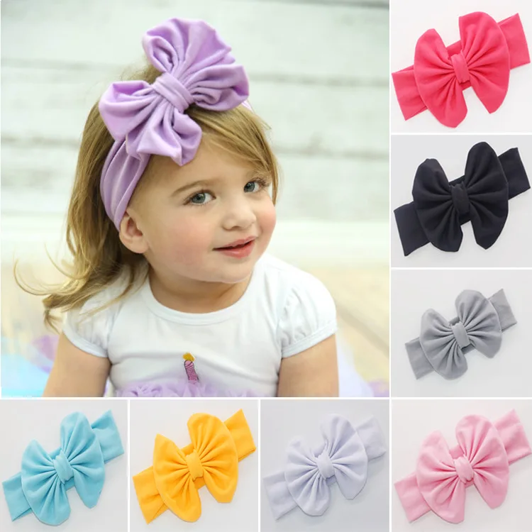 

New Style Elastic Cloth Children's Bow Hair Bands Baby Hair Accessories Headwear European And American-Style Hot Selling