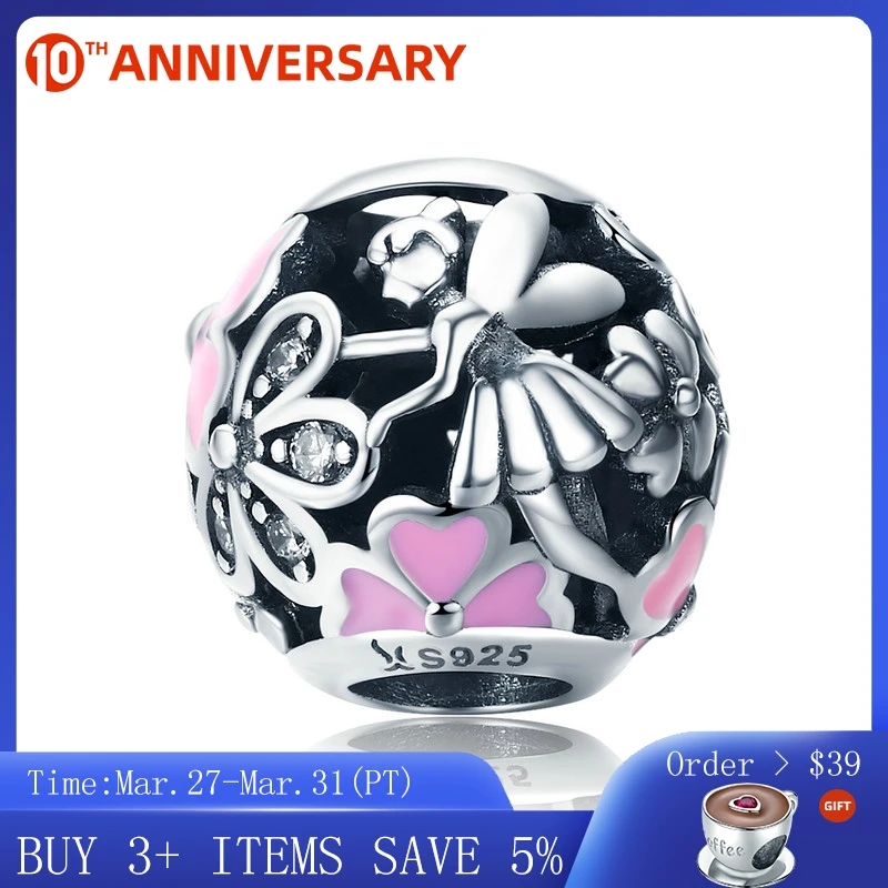 

CodeMonkey New 100% 925 Sterling Silver Spring Flower Fairy Charms Beads fit Women Bracelet DIY jewelry Accessories Making C760