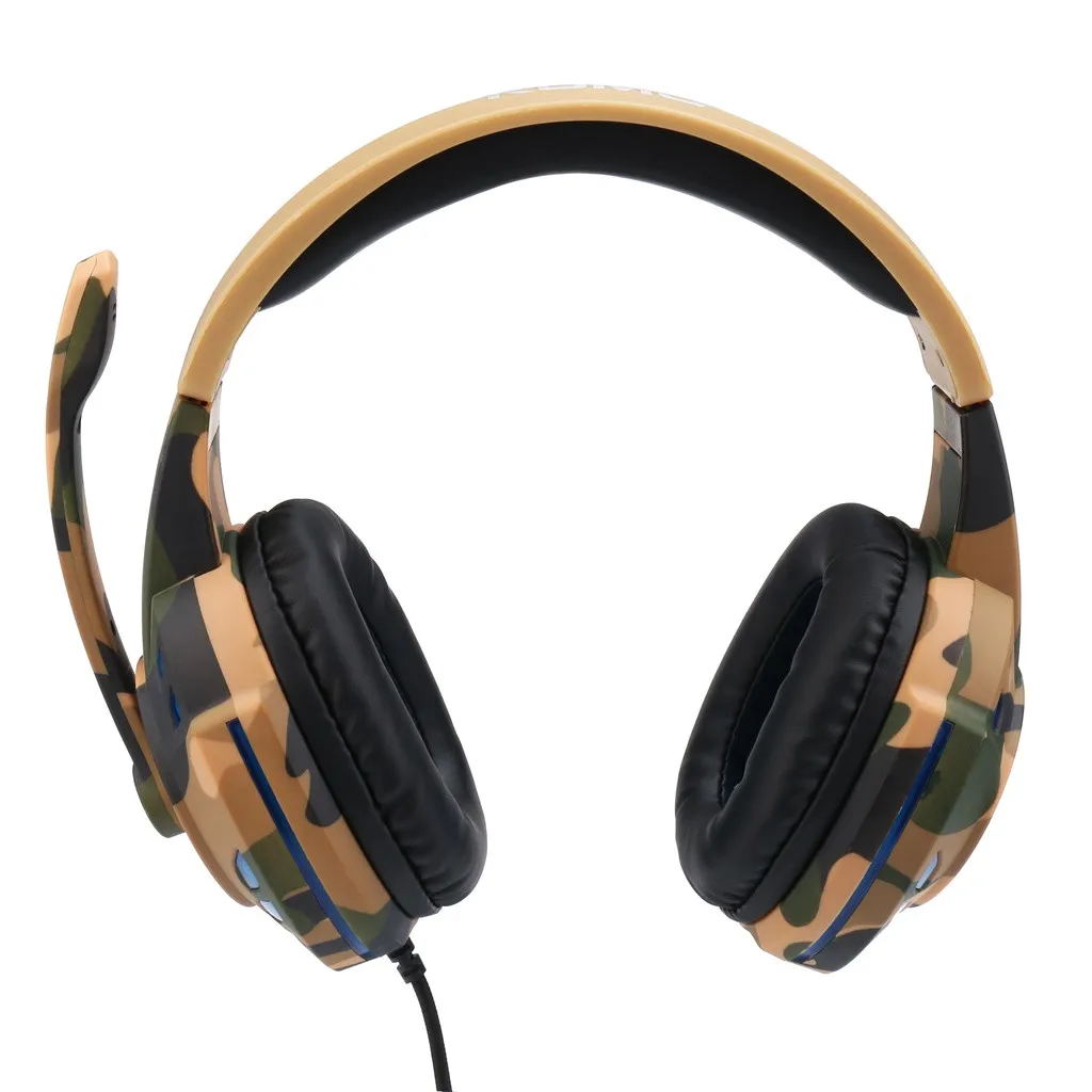Camouflage VOBBRRY проводные стерео наушники гарнитура 3,5 мм Игровые наушники с басами эргономический наушники с микрофоном светодиодный камуфляжной расцветки для портативных ПК CT - Цвет: Camouflage