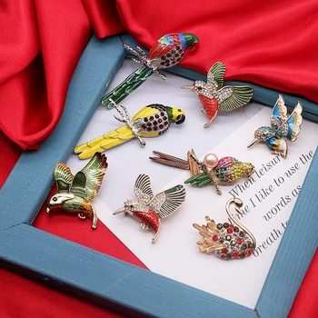 

Free Shipping Cute-Enamel Brooches Colorful Sweet-Birds Decoration Gift