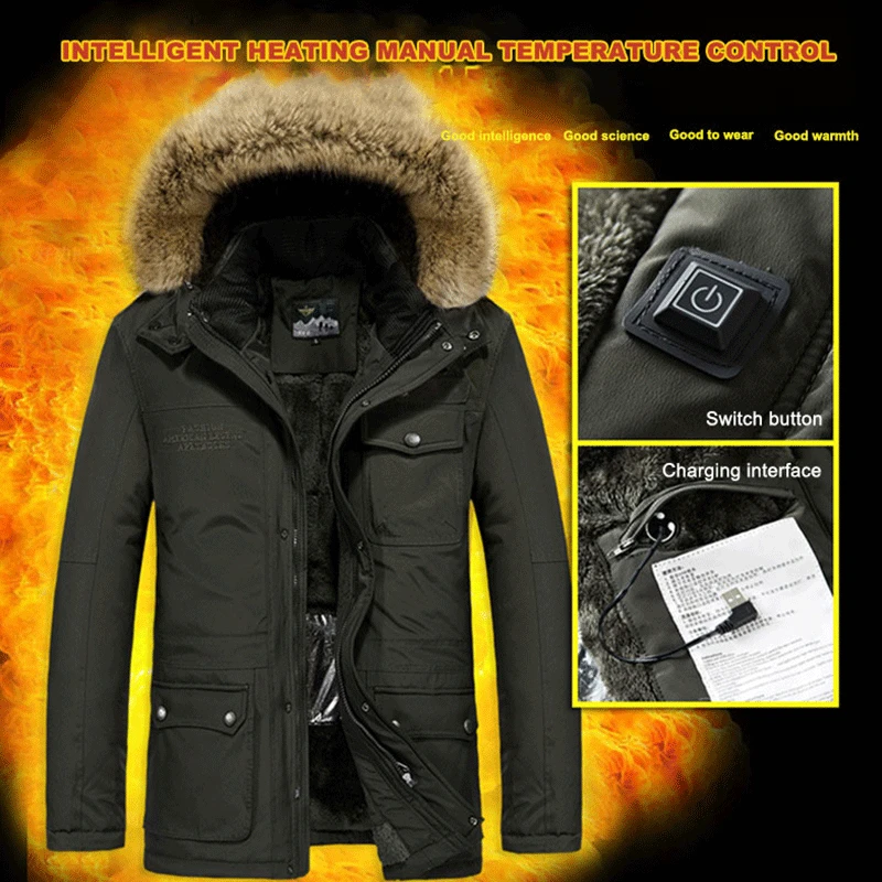 PARATAGO, USB, инфракрасная электрическая Мужская куртка с подогревом, зимняя теплая нагревательная одежда, мужская верхняя одежда для охоты, кемпинга, лыжных курток, P910