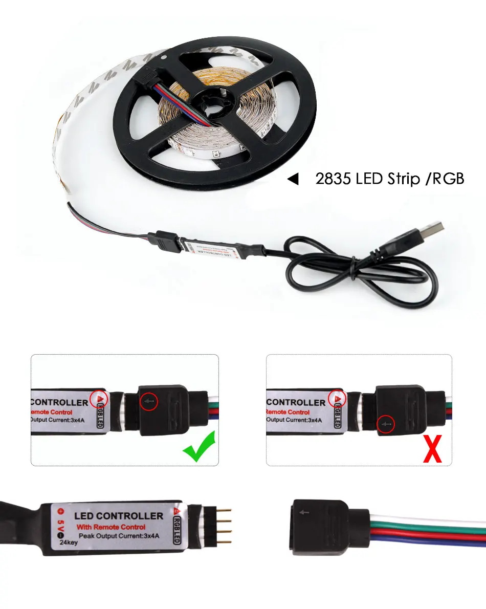 USB Светодиодная лента лампа 2835SMD DC5V гибкий светодиодный светильник лента 0,5 м 1 м 2 м 3 м 4 м 5 М HD ТВ Настольный экран подсветка Смещенный светильник ing