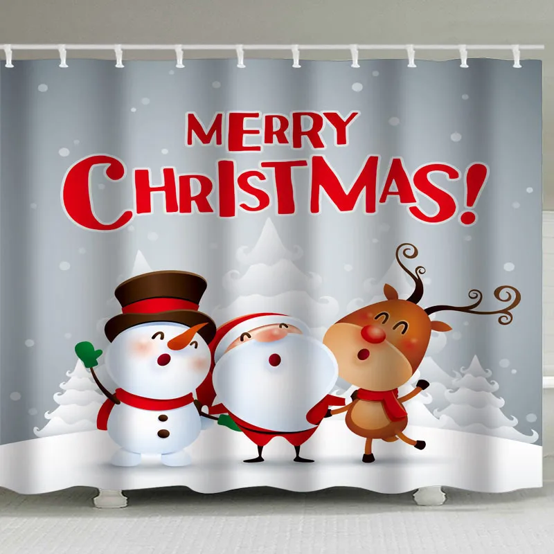 Рождественская декоративная Рождественская занавеска для ванной комнаты с изображением свечей, безделушки, водонепроницаемая занавеска для душа, Рождественская наволочка