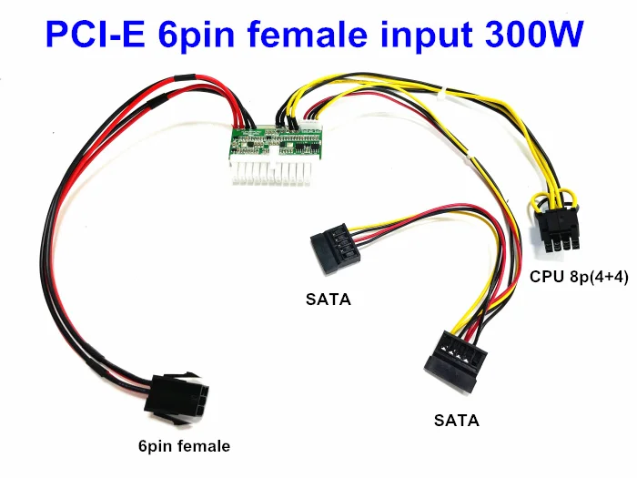 Entrada Pico Atx Switch Mineração Psu 24pin Mini Itx dc para Atx pc Fonte de Alimentação para Computador Mais 4pin Cpu 8pin Ide Mais 2pin 300w 12v - Imagem 3