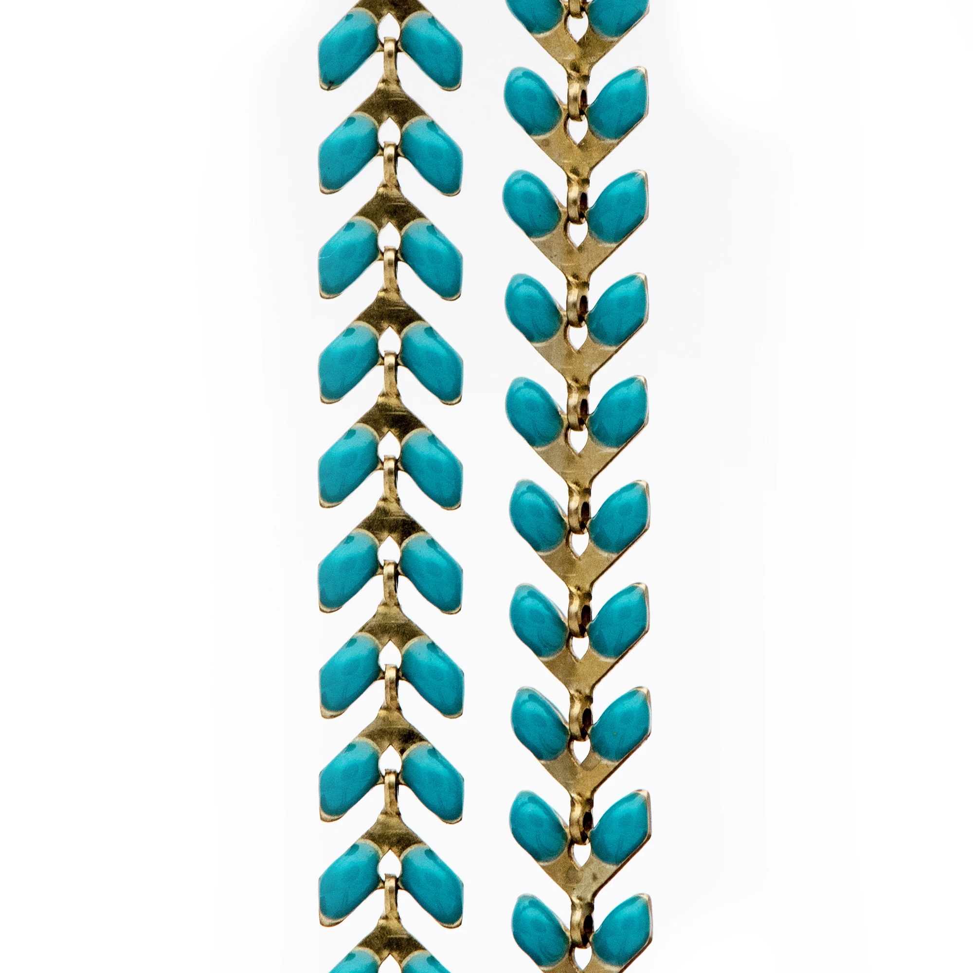 Павлин зеленая эмалированная латунная цепочка с стрелкой 6 мм плоская шеврона