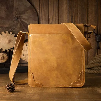 

New leather casual business men's bag shoulder bag vertical section leather fashion cross-body bag