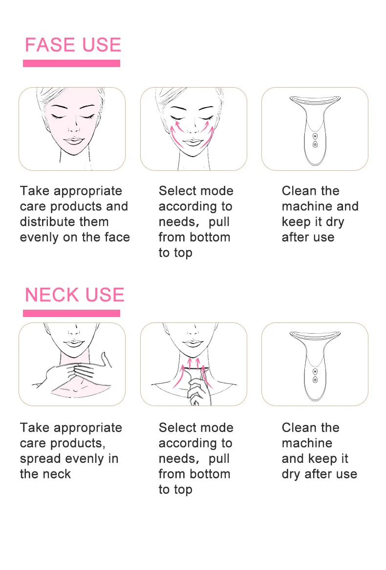 EMS Neck Face Beauty Device 3 Colors LED Photon Therapy Skin Tighten Reduce Double Chin Anti Wrinkle Remove Skin Care