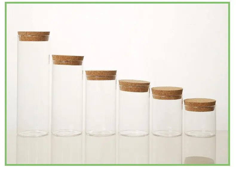 2pcs Wood Lid Glass Airtight Canister Kitchen Storage Bottles Jars Food Container Grains Tea Coffee Beans Grains Candy Jars 6
