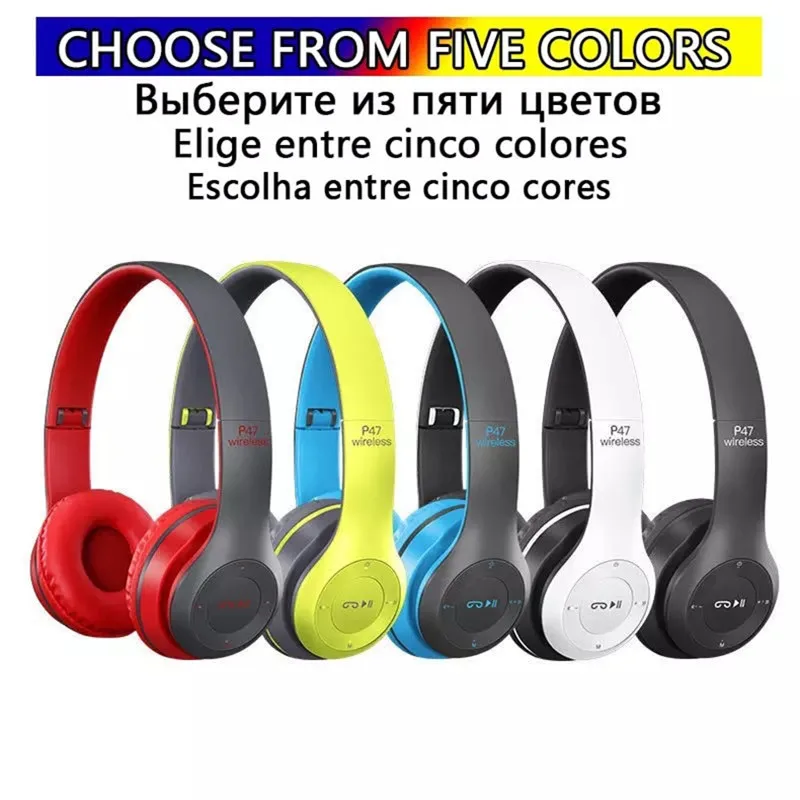 Wireless Headsets Bluetooth Headphone Foldable Gaming PS5 Adjustable Computer Earphone Support Mic TF Card FM Earbuds Headphones