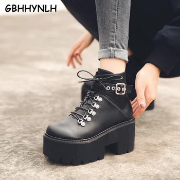 melhor Mulher Botas Outono Botas GBHHYNLH Chunky Womens Platform Wedge Botas Mulheres Tornozelo Botas Goth Do Punk Das Mulheres Botas Casuais LJA872