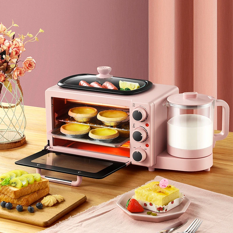 Multifunctional 4 in 1 Breakfast Machine 7L Electric Mini Oven Coffee Maker  Egg Frying Pan Household Bread Pizza Oven