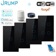 Jrump interruptor inteligente, interruptor de toque inteligente wifi com controle de voz, interruptor de parede sem fio, funciona alexa, echo, google home
