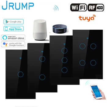 

JRUMP Wifi Smart Touch Switch Voice Control Light Switch With Wireless Remote Control Wall Switch Work Alexa Echo Google Home