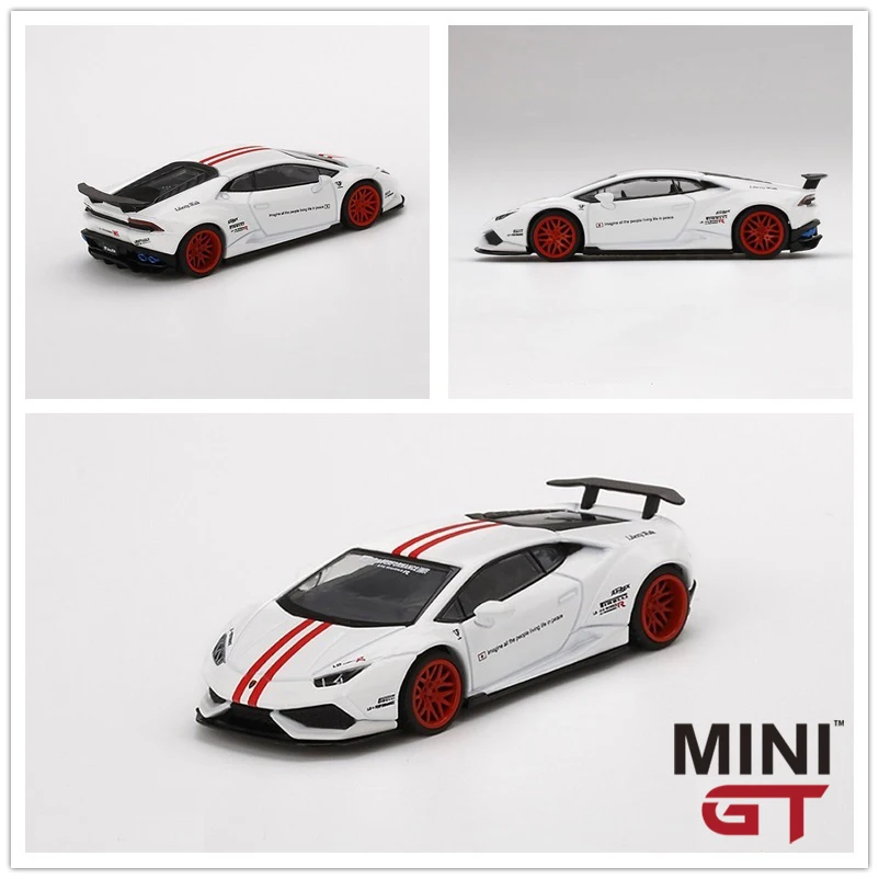 MINI GT 1:64 LBWK LB работает Lambo Huracan ver1 белый с красной полосой RHD/LHD MINIGT TSM литая модель