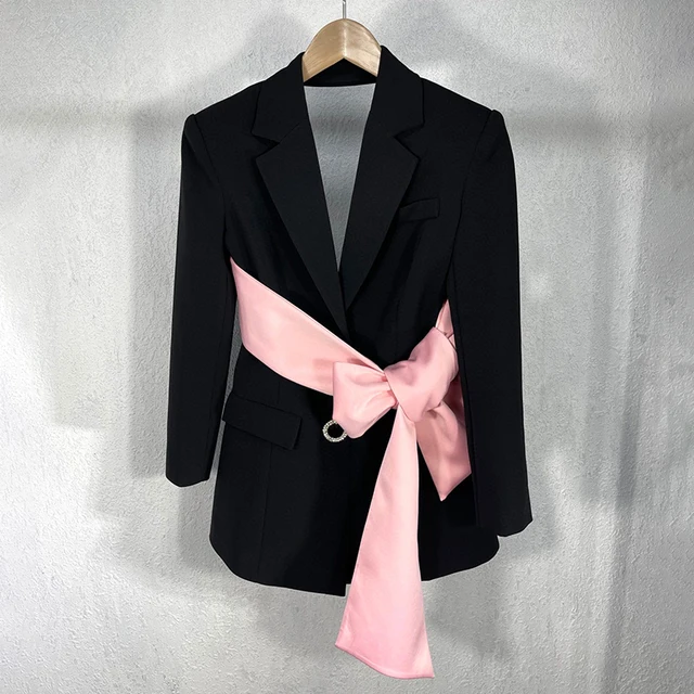 TWOTWINSTYLE Colorblock Casual damska kurtka jesienny ząbkowany z długim rękawem Patchwork diamentowa szczupła kobieta marynarka 2022 jesienna odzież 2