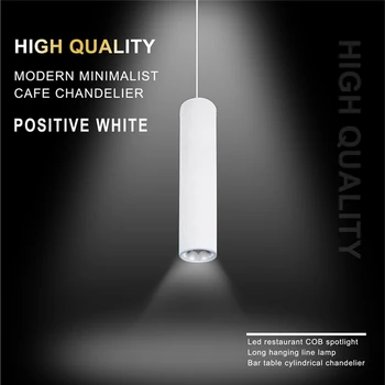 

White High quality modern minimalist cafe chandeliers Positive white led restaurant COB spotlights long tube hanging lamp bar ta