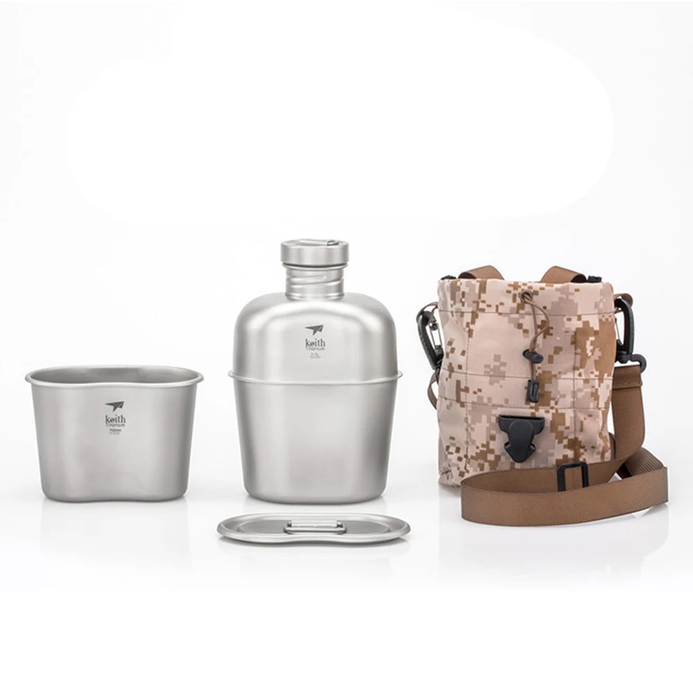 

Durable Titanium Ti3060 Ultralight designed Tableware Kettle + Mess Tin W/ Carry Pouch Outdoor cooking