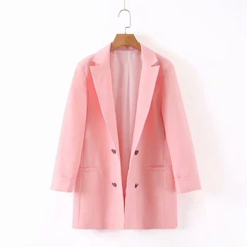 

Autumn Boyfriend Blazers Suit Blazer Jacket Women Solid Long Sleeve Coat Double Breasted Feminino Blazers Outerwear XZ2149