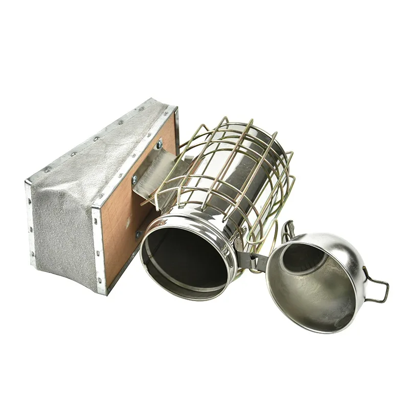 Небольшая круглая головка из нержавеющей стали сотовая дымарь для пчелиных ульев с тепловым щитом и серым нижним пчеловодством оборудование для приводного направляющего