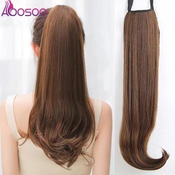 

AOOSOO Long Straight Curly Synthetic Ponytail Clip In Ponytail Claw Drawstring Ponytail Heat Resistant Clip In Extension