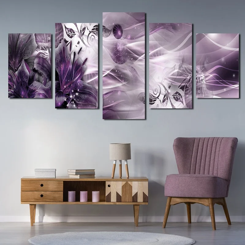 

Modular HD Printed 5 Panel Purple Fantasy Abstract Canvas Painting Posters Home Decor Print Wall Picture For Living Room