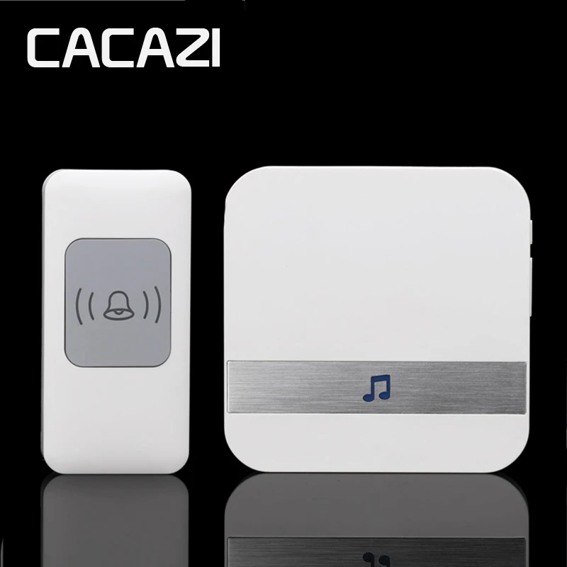 CACAZI 무선 초인종 방수 300m 원격 LED 라이트 배터리 버튼 수신기 홈 무선 벨 52 차임 4 볼륨