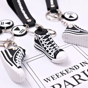 

ins explosion models small canvas shoes daisy keychain men and women couples decorative bag lanyard fashion key chain pendant