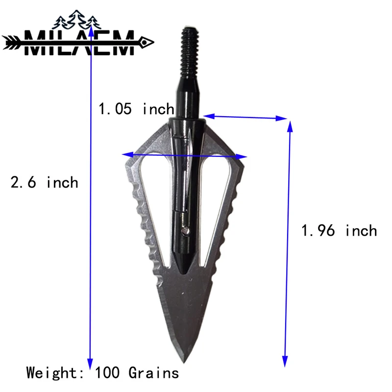Наконечники для охотничьих стрел 6 шт. насадки из нержавеющей стали с 100