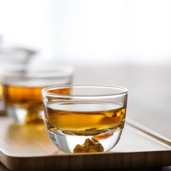 

LUWU mount fuji gold glass tea cup heat-resistant glass cup 80ml