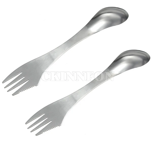 200 шт./лот, вилка, ложка, Spork, 3 в 1, посуда, нержавеющая сталь, столовые приборы, посуда, комбо, кухня, для пикника на открытом воздухе, совок/нож/вилка, набор