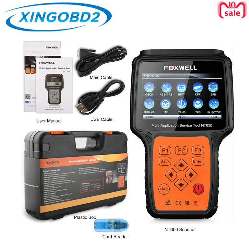FOXWELL NT650 OBD2 автомобильный сканер ABS подушка безопасности SAS DPF инжектор кодирования EPB сброс масла ODB2 Бортовая Диагностика машины Инструмент OBD2 сканер