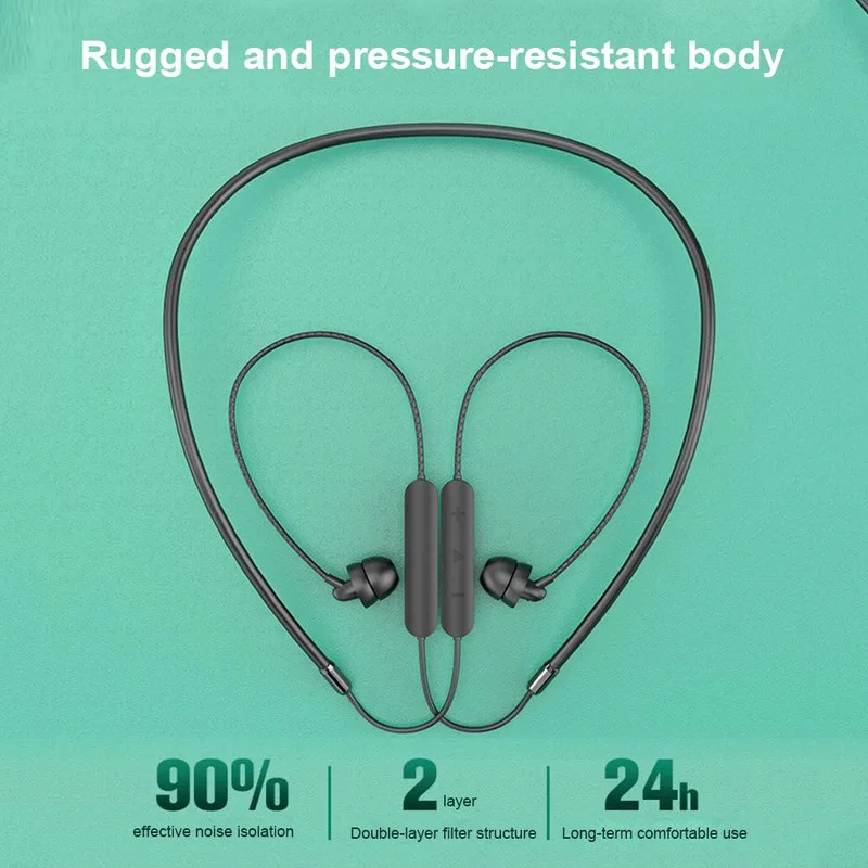 Портативная Bluetooth гарнитура силиконовая подвесная Проводная с управлением 5