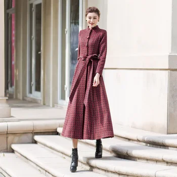 

New Long Wool Coat Winter Warm Woolen Jacket Coat Womens Temperament Slim Wool Parka Coat Female Single-breasted Woolen Overcoat